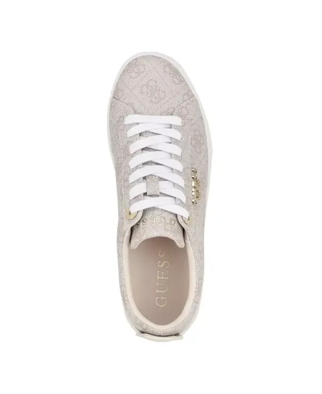 Women's Genza Logo Print Platform Sneakers - Ivory Logo - 4
