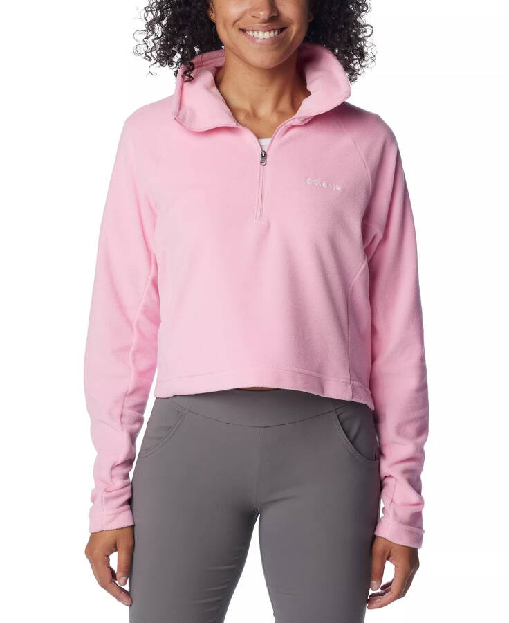 Women's Glacial Cropped II Sportswear Fleece 1/2-Zip Top Wild Rose - 1