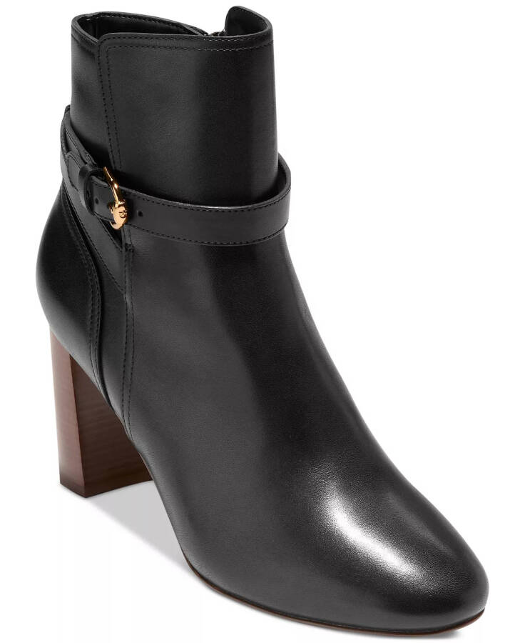 Women's Glendale Jodhpur High Heel Dress Booties Black Leather - 1