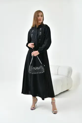 Women's Glitter Crepe Skirt Suit Black 30839-Black - 4