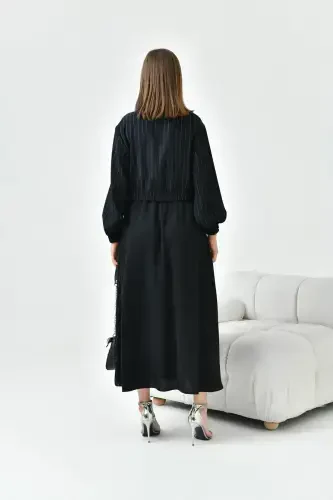 Women's Glitter Crepe Skirt Suit Black 30839-Black - 7