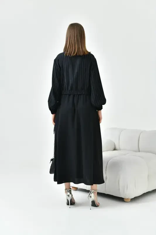 Women's Glitter Crepe Skirt Suit Black 30839-Black - 7