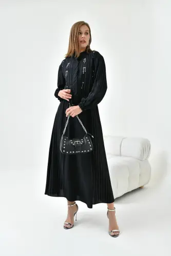Women's Glitter Crepe Skirt Suit Black 30839-Black - 4