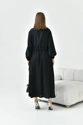 Women's Glitter Crepe Skirt Suit Black 30839-Black - 7