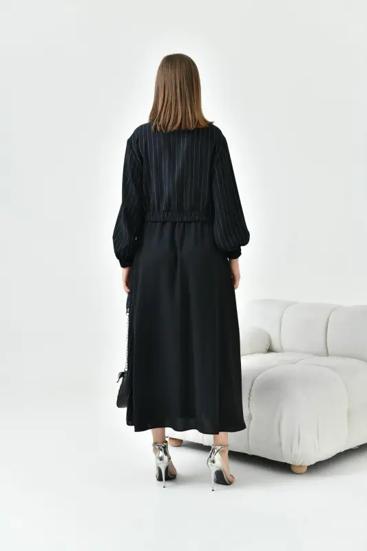 Women's Glitter Crepe Skirt Suit Black 30839-Black - 7
