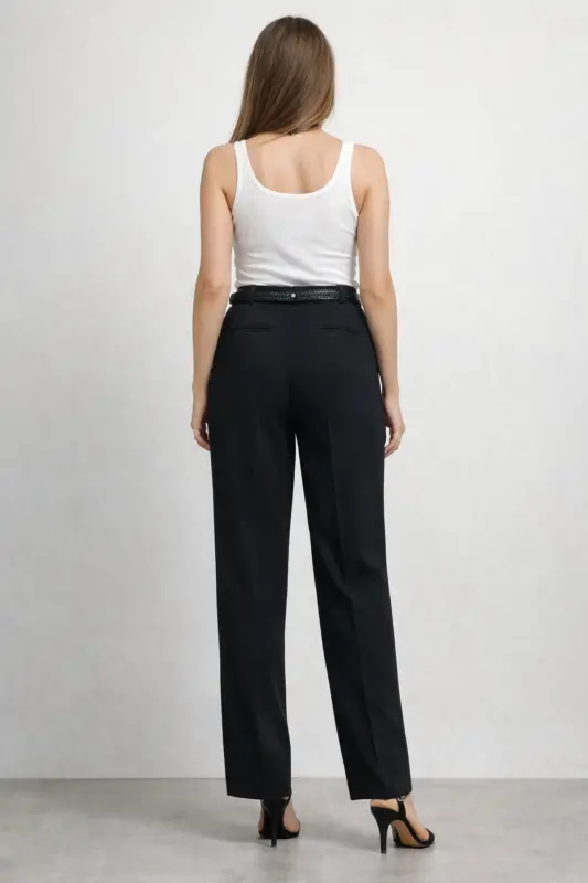 Women's Gold Belt Wide-Leg Pants - 2