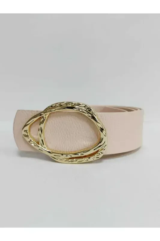 Women's Gold Buckle Powder Belt-Powder - KEMERIX