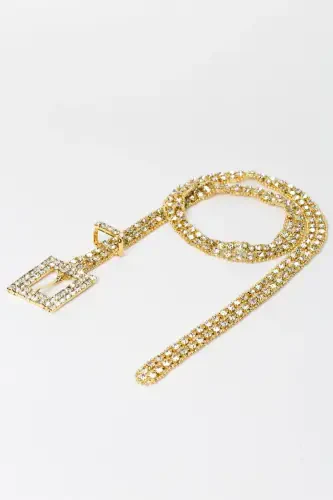 Women's Gold Resource Diamond Stone Belt-Gold - VERSLA (1)