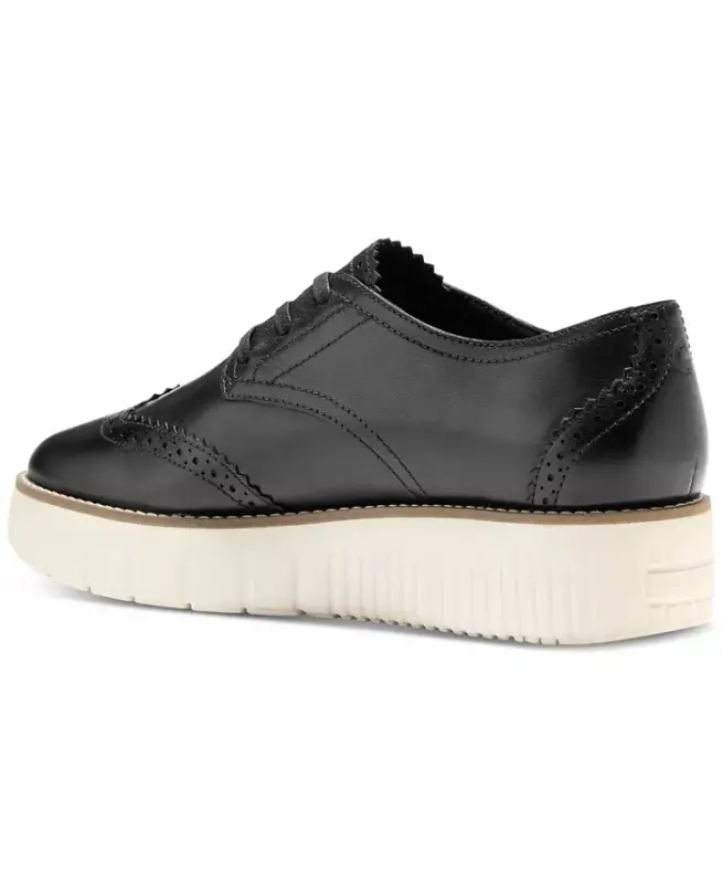 Women's Grand City Platform Oxford Flats-Black, Ivory - 3