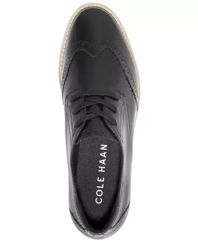 Women's Grand City Platform Oxford Flats-Black, Ivory - 4