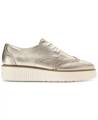 Women's Grand City Platform Oxford Flats-Black, Ivory - 6