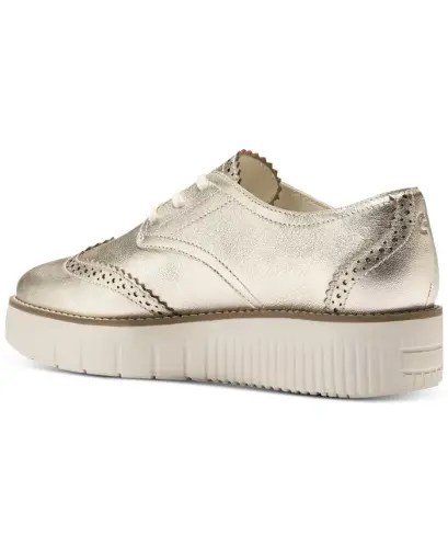 Women's Grand City Platform Oxford Flats-Black, Ivory - 7