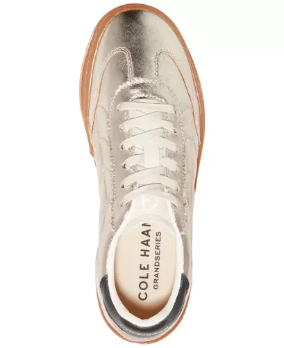 Women's GRANDPRØ Breakaway Lace-Up Low-Top Sneakers-Gold Talca, Birch Suede, Black Suede - 4