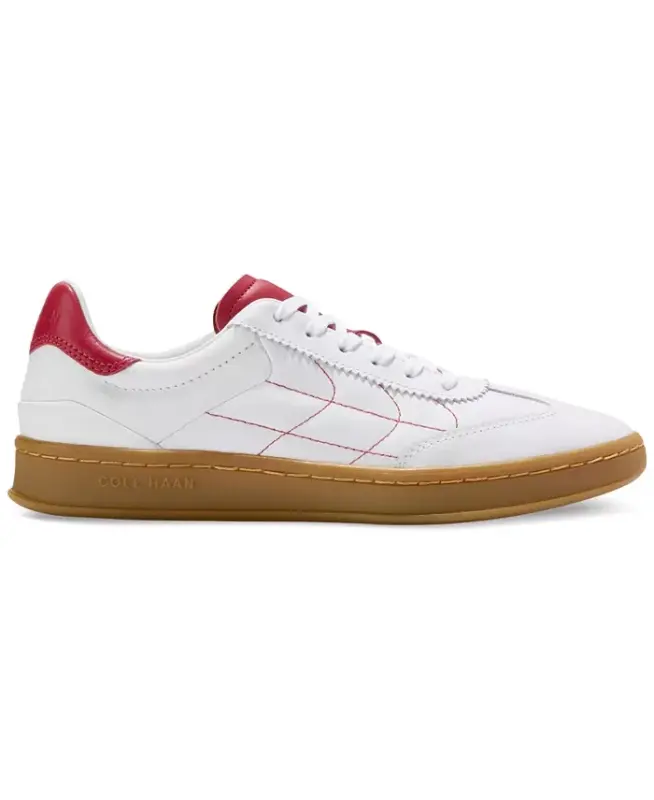Women's GRANDPRØ Breakaway Lace-Up Low-Top Sneakers-White, Rio Red - 2