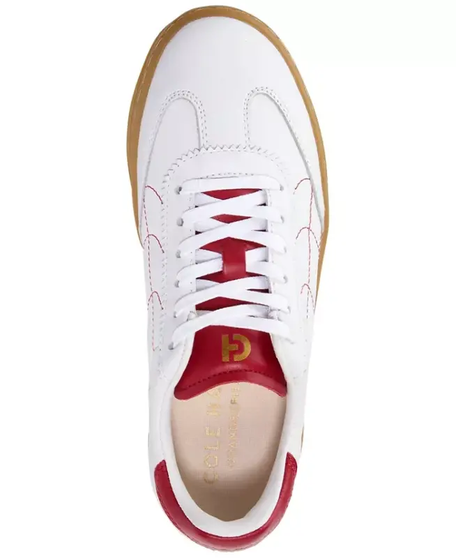 Women's GRANDPRØ Breakaway Lace-Up Low-Top Sneakers-White, Rio Red - 4