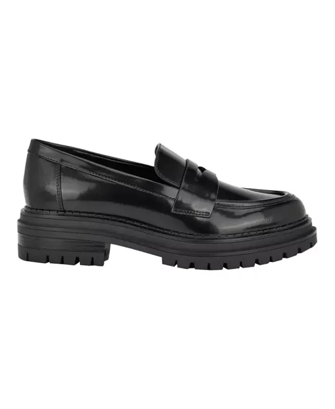 Women's Grant Lug Sole Penny Loafers-Black - 2