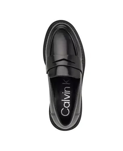 Women's Grant Lug Sole Penny Loafers-Black - 4