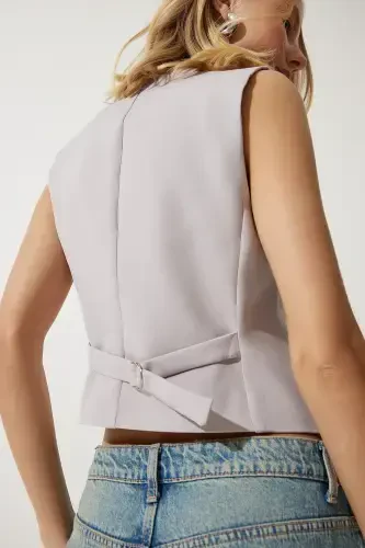 Women's Gray Bodycon Cropped Knit Vest TO00048-Gray - 3