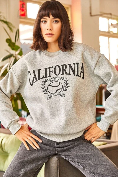 Women's Gray California Inner Fleece Sweatshirt SWT-19000507 - 5