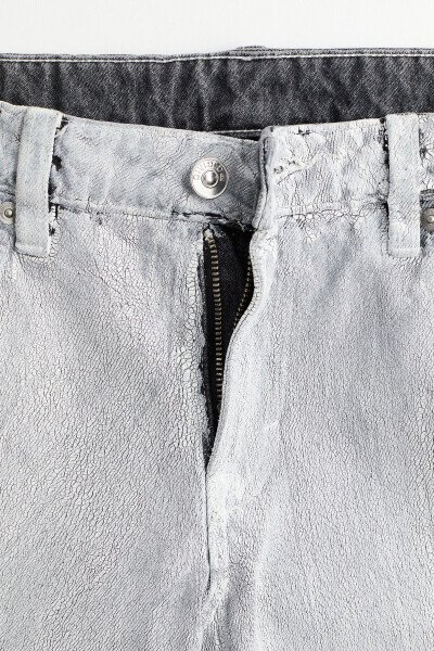 Women's gray distressed denim jeans - 7