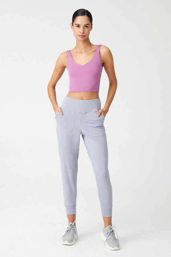 Women's Gray High Waist Jogger Sweatpants - 1