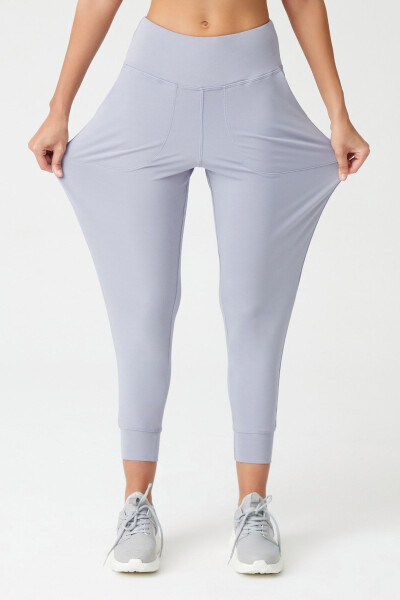 Women's Gray High Waist Jogger Sweatpants - 5