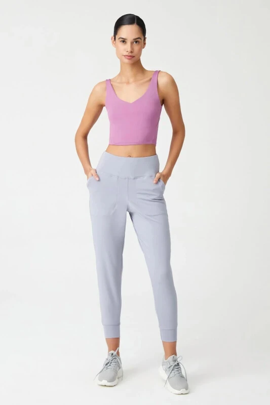 Women's Gray High Waist Jogger Sweatpants - 1