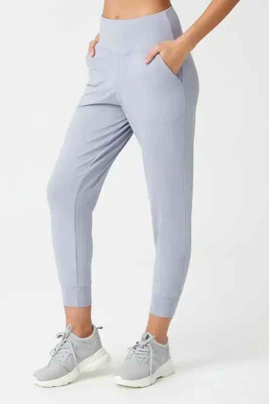 Women's Gray High Waist Jogger Sweatpants - 2