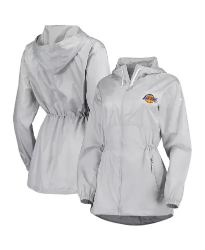 Women's Gray Los Angeles Lakers Flashback Full-Zip Jacket-Gray - 1