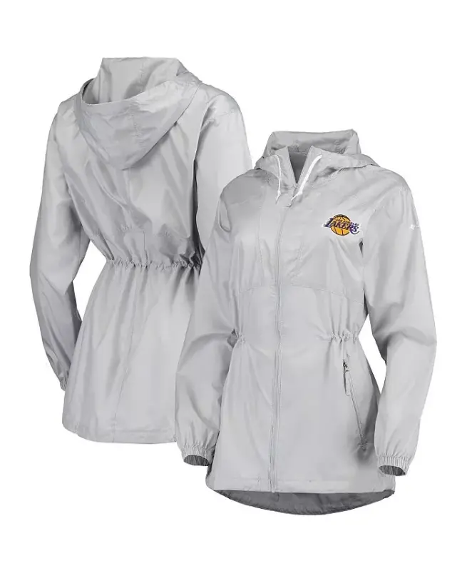 Women's Gray Los Angeles Lakers Flashback Full-Zip Jacket-Gray - 2