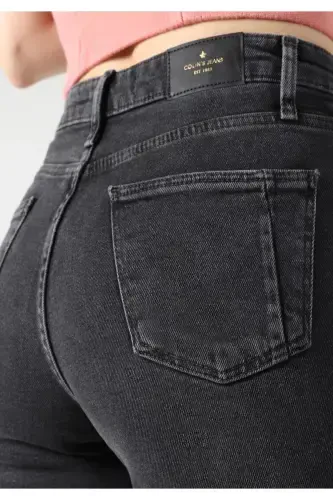 Women's gray skinny fit jeans. - 7