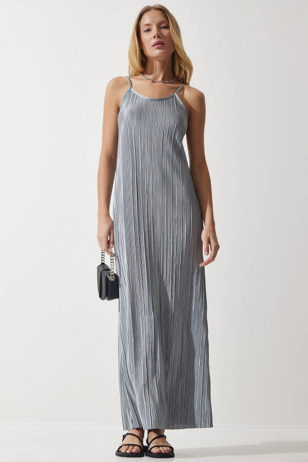 Women's Gray Sleeveless Summer Pleated Dress DZ00116 - 3