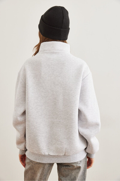 Women's Gray Striped Thistle Zippered Sweatshirt SWT-19000711 - 6