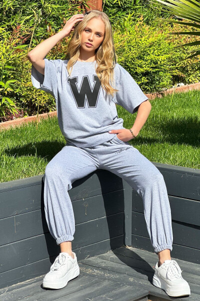 Women's Gray W Printed Tracksuit ALC-X5889 - 2