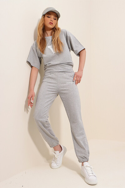 Women's Gray W Printed Tracksuit ALC-X5889 - 7