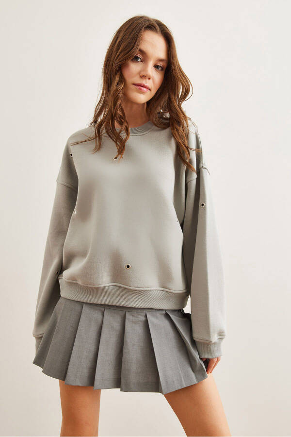 Women's Gray Whale Birdseye Detailed Thistle Premium Sweatshirt SWT-19000672 - 6