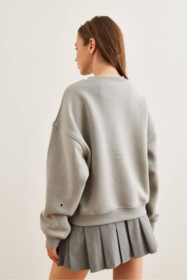 Women's Gray Whale Birdseye Detailed Thistle Premium Sweatshirt SWT-19000672 - 7