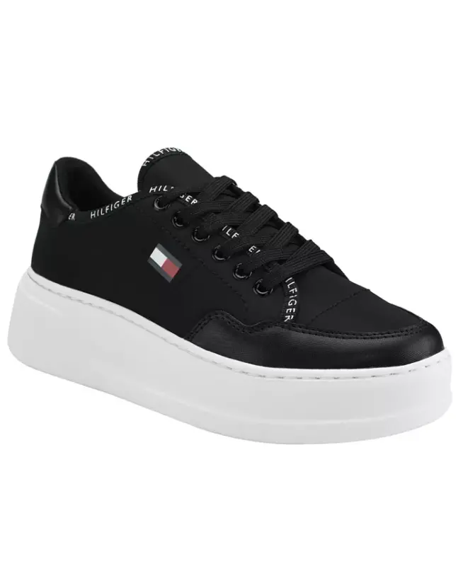 Women's Grazie Lightweight Lace Up Sneakers-Black - 1