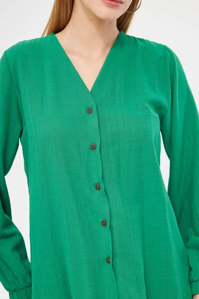 Women's Green Arm Sleeve Rubberized Blouse ARM-24K0 - ARMONIKA (1)
