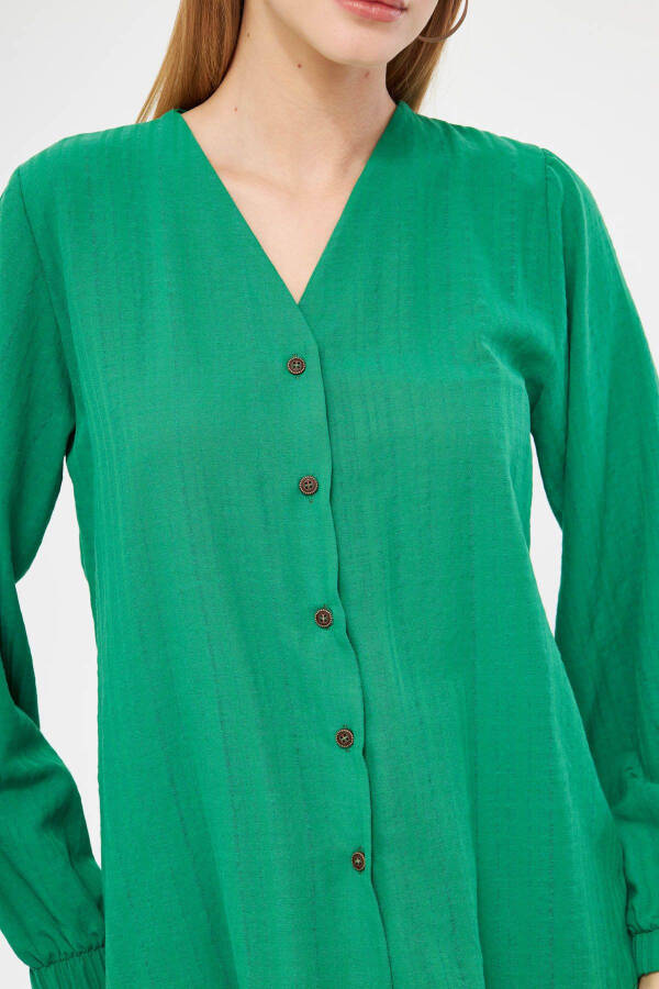Women's Green Arm Sleeve Rubberized Blouse ARM-24K0 - 2