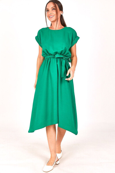 Women's Green Elastic Waist Tie Dress ARM-18Y001120 - 2