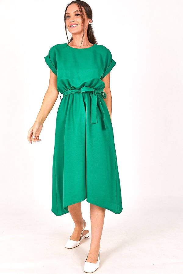 Women's Green Elastic Waist Tie Dress ARM-18Y001120 - 3