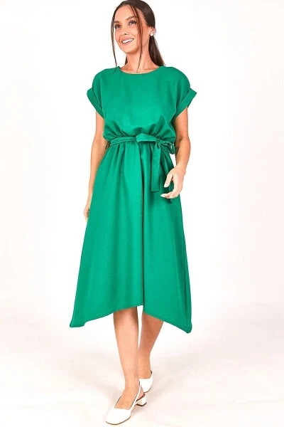 Women's Green Elastic Waist Tie Dress ARM-18Y001120 - ARMONIKA (1)