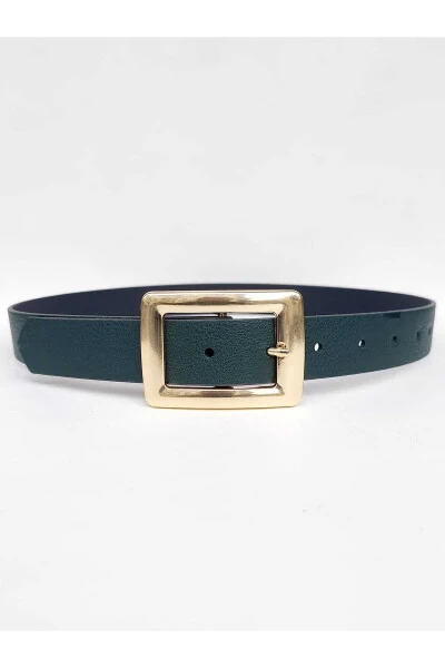 Women's Green Gold Buckle Belt - KEMERIX