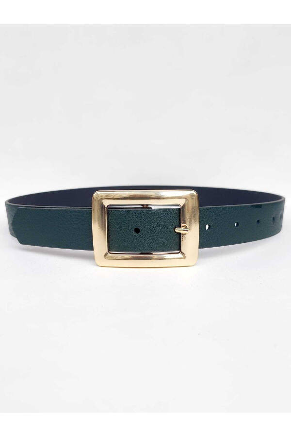 Women's Green Gold Buckle Belt - 1