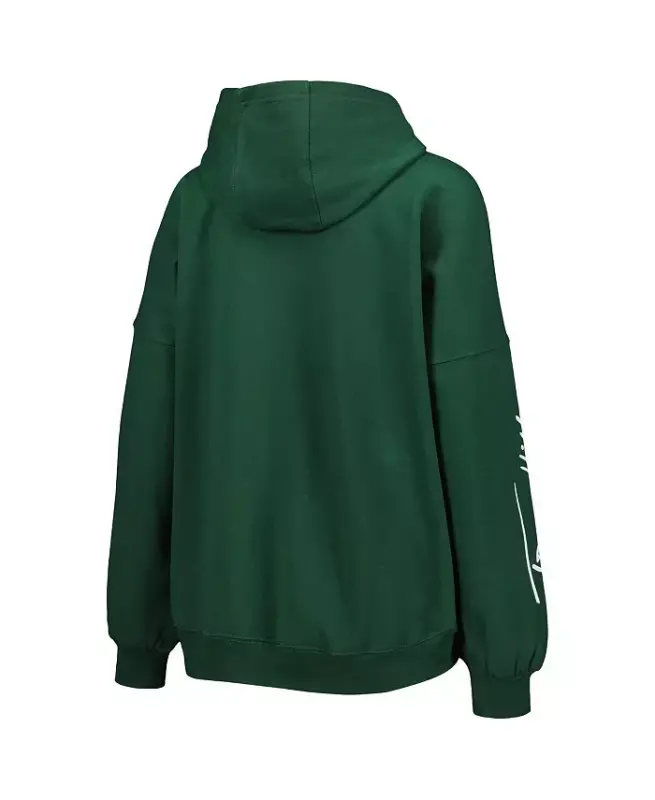 Women's Green Green Bay Packers Becca Drop Shoulder Pullover Hoodie - 3