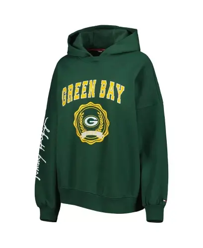 Women's Green Green Bay Packers Becca Drop Shoulder Pullover Hoodie - 4
