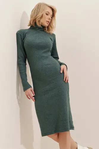 Women's Green Tank Top Turtleneck Dress ALC-X7345-GREEN - TREND ALAÇATI STILI (1)