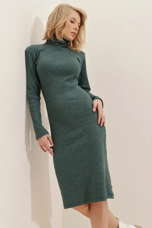 Women's Green Tank Top Turtleneck Dress ALC-X7345-GREEN - 2