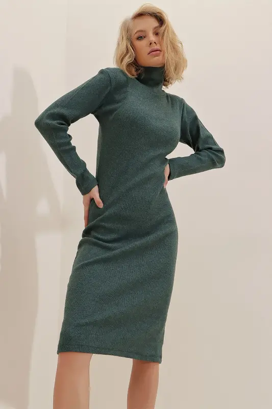 Women's Green Tank Top Turtleneck Dress ALC-X7345-GREEN - 3